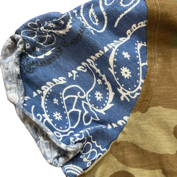 Free People We the Free Clarity Army Camo Bandana Blue T-Shirt XS - Picture 10 of 12